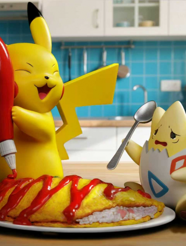 Mô hình KingFinger Studio - Pikachu Omelet rice